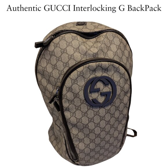 Authentic Beige GUCCI Interlocking G BackPack - Picture 1 of 5